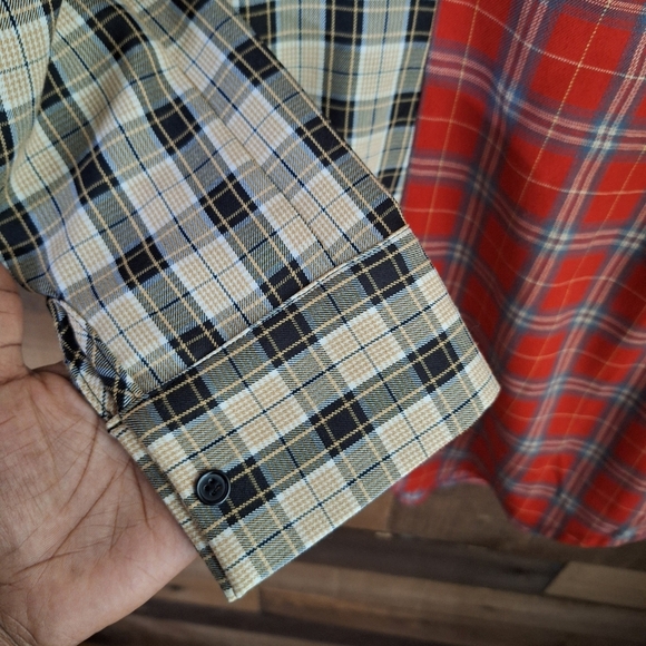 Akira Mixed Media Plaid Rushed Waist Button Front Dress Sz SMALL - Picture 7 of 7